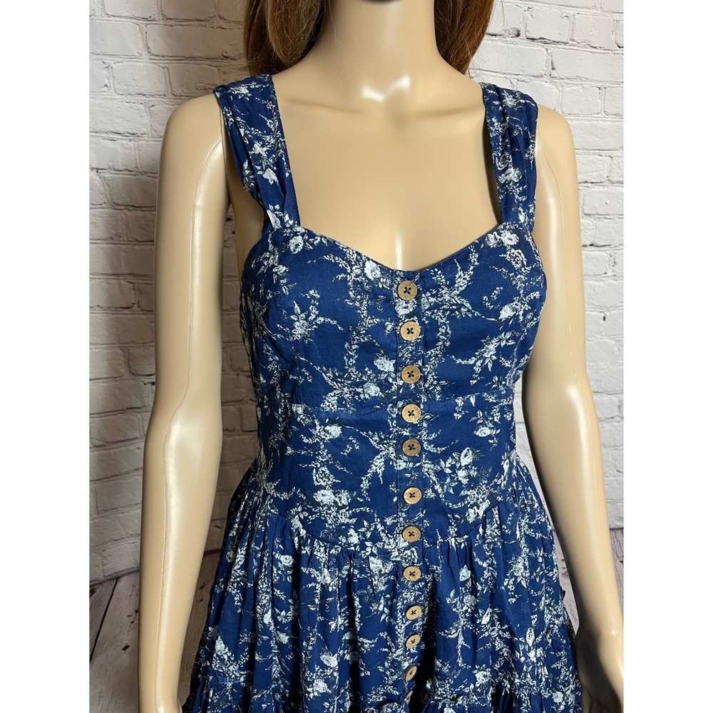 NWT New $128 Free People Dance on the Black Top Blue Floral Dress Size XS - Picture 15 of 15